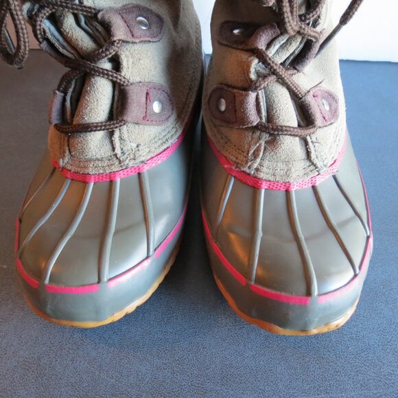 Khombu Girl's Pink Snow Boots Steel Shank Lace Up Winter Suede Faux Fur Size 1 - Picture 11 of 12